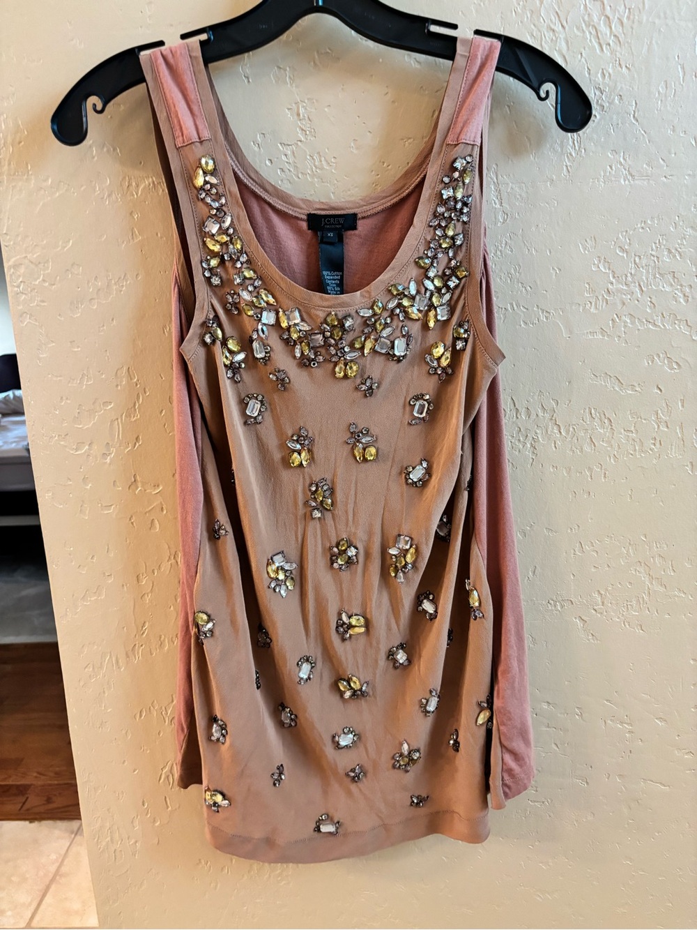 J. Crew Blush Pink Jeweled Tank